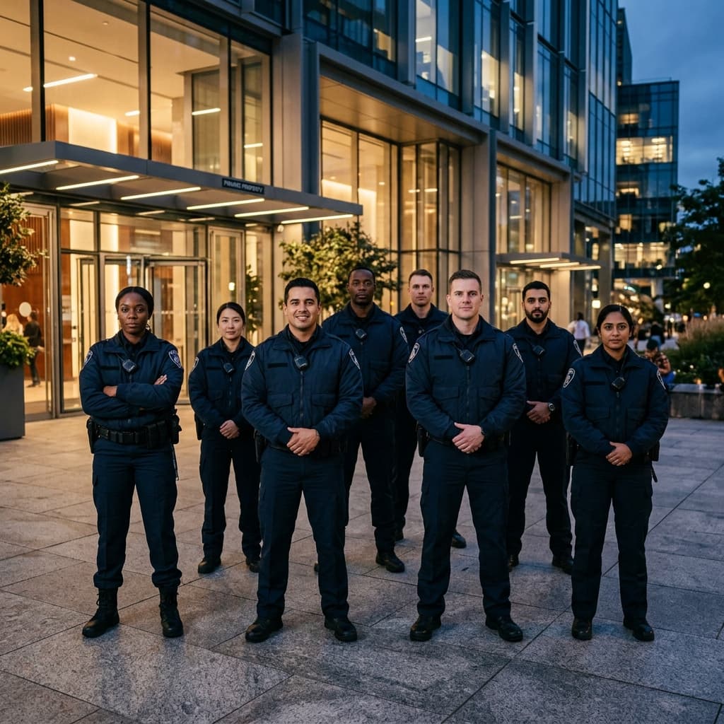 Professional security team in uniform